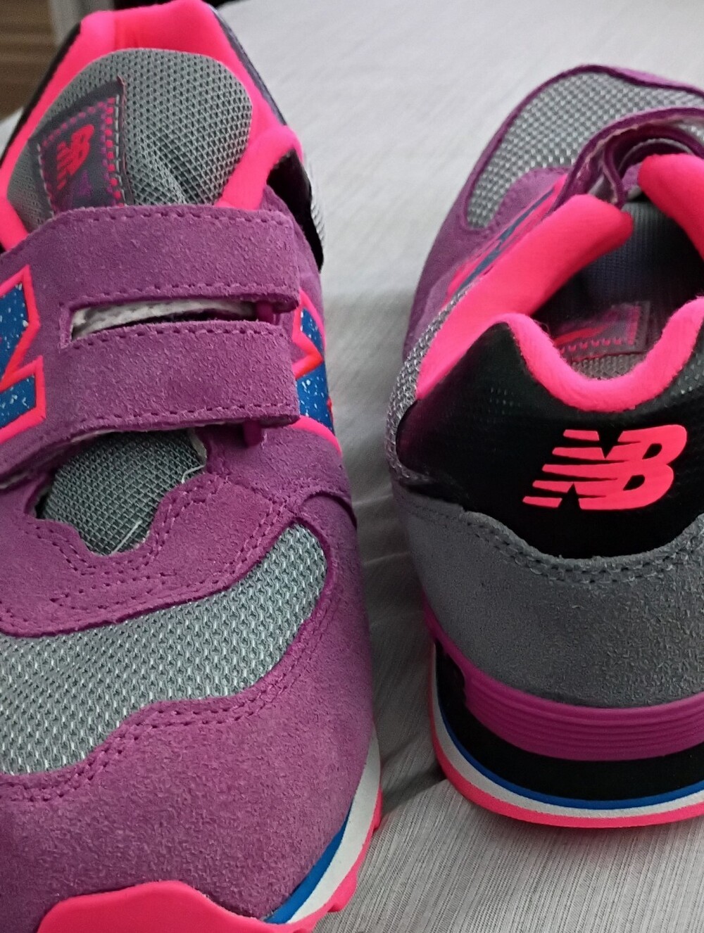 New Balance Pink, Gray & Purple With An Easy Velcro Closure Athletic Sneakers